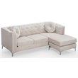 Home Square 2-Piece Set with Velvet Sofa Chaise and Loveseat in Ivory