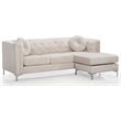 Home Square 2-Piece Set with Velvet Sofa Chaise and Loveseat in Ivory
