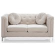 Home Square 2-Piece Set with Velvet Sofa Chaise and Loveseat in Ivory