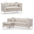 Home Square 2-Piece Set with Velvet Sofa Chaise and Loveseat in Ivory