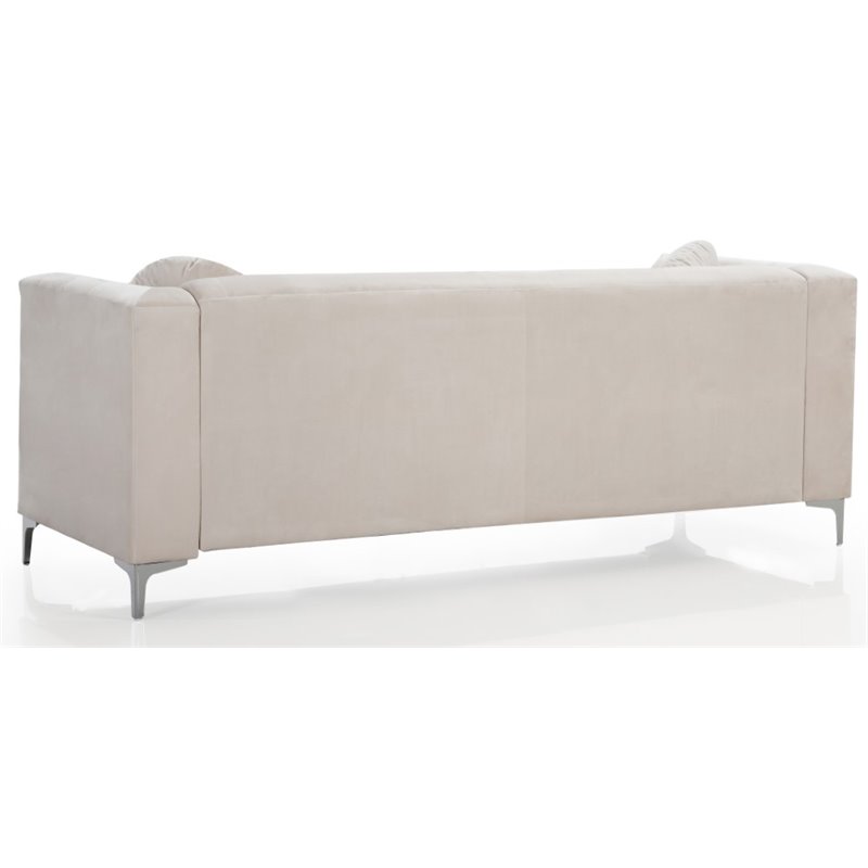 Home Square 2-Piece Set with Velvet Sofa and Loveseat in Ivory