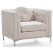Home Square 2-Piece Furniture Set with Velvet Sofa and Chair in Ivory
