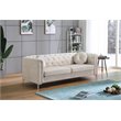 Home Square 2-Piece Furniture Set with Velvet Sofa and Chair in Ivory