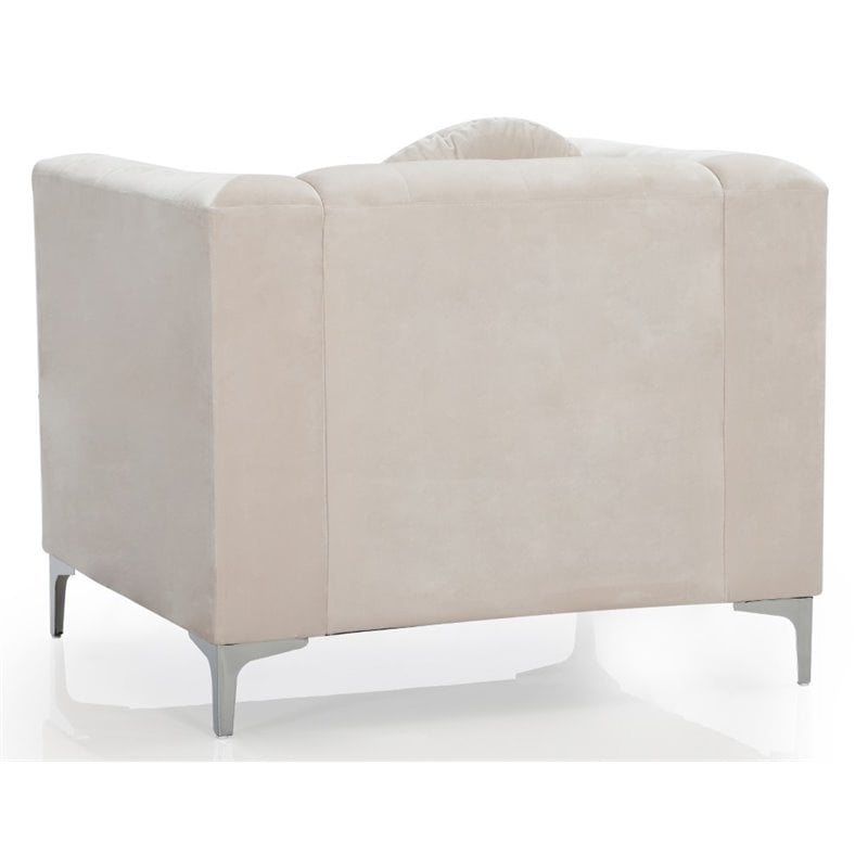 Home Square 2-Piece Furniture Set with Velvet Sofa and Chair in Ivory