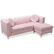 Home Square 2-Piece Set with Velvet Sofa Chaise and Loveseat in Pink