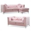 Home Square 2-Piece Set with Velvet Sofa Chaise and Loveseat in Pink