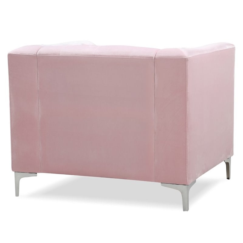 Home Square 2-Piece Furniture Set with Velvet Sofa and Chair in Pink