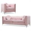 Home Square 2-Piece Furniture Set with Velvet Sofa and Chair in Pink