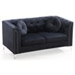 Home Square 2-Piece Set with Velvet Sofa Chaise and Loveseat in Black