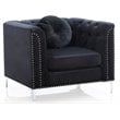 Home Square 2-Piece Set with Velvet Sofa Chaise and Chair in Black