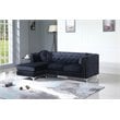Home Square 2-Piece Set with Velvet Sofa Chaise and Chair in Black