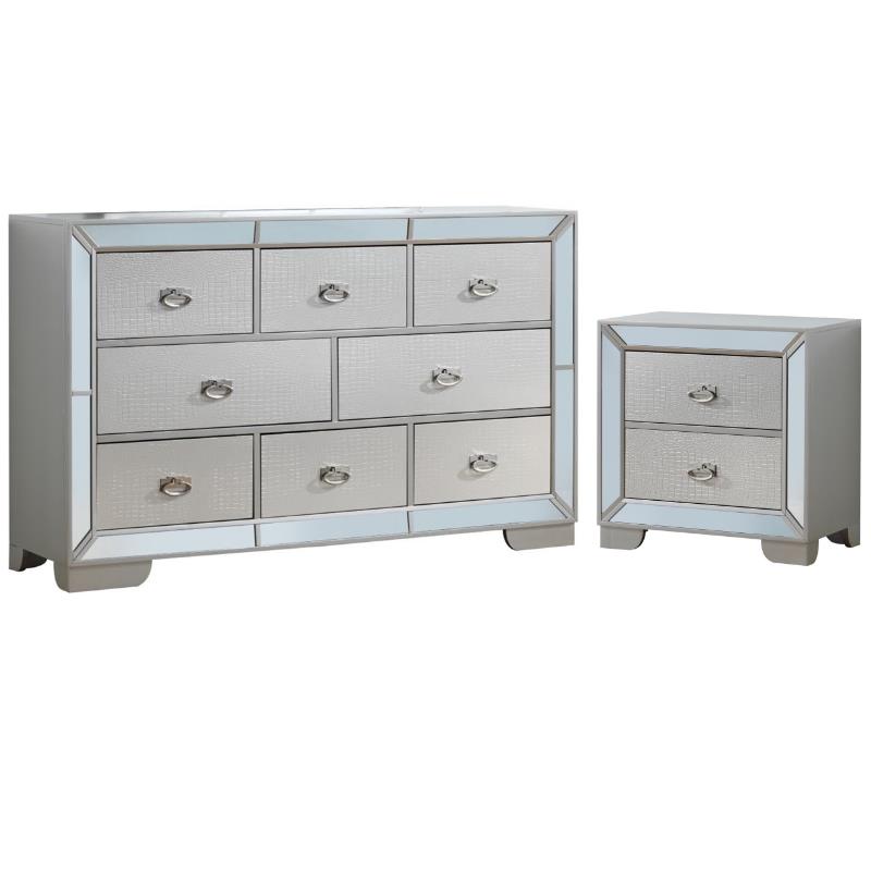 Home Square 2-Piece Set with 8-Drawer Dresser & 2-Drawer Nightstand in Champagne