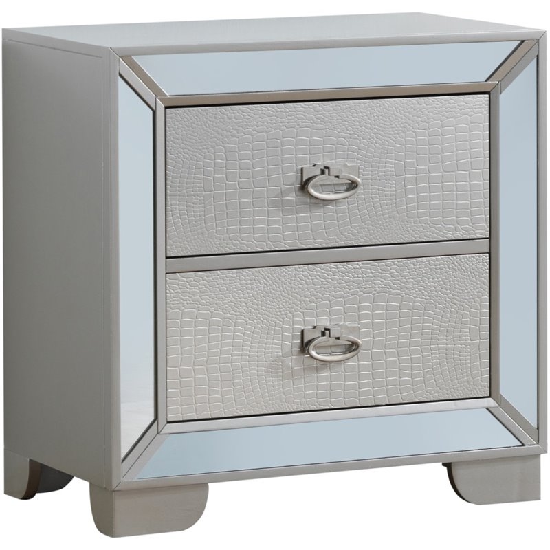 Home Square 2-Piece Set with 5-Drawer Chest & 2-Drawer Nightstand in Champagne