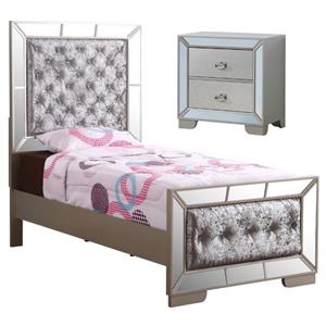 Home Square 2-Piece Set with Twin Panel Bed and 2-Drawer Nightstand