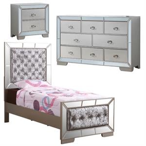 Home Square 3-Piece Set with Twin Panel Bed 8-Drawer Dresser 2-Drawer Nightstand