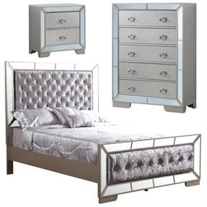Home Square 3-Piece Set with Queen Panel Bed 5-Drawer Chest & Nightstand