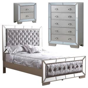 Home Square 3-Piece Set with King Panel Bed 5-Drawer Chest & 2-Drawer Nightstand