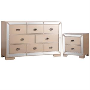 home square 2-piece set with 8-drawer dresser & 2-drawer nightstand in pearl