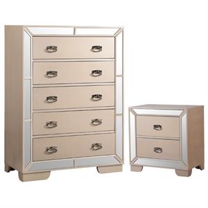 home square 2-piece set with 5-drawer chest & 2-drawer nightstand in pearl