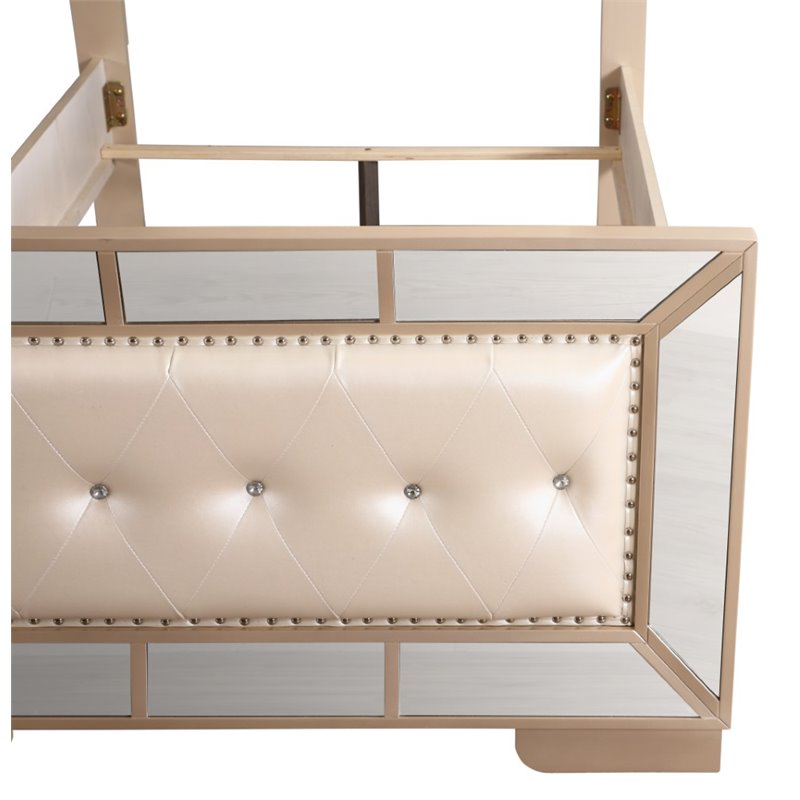 Home Square 2-Piece Set with Twin Panel Bed and 2-Drawer Nightstand in Pearl