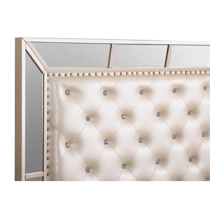 Home Square 3-Piece Set with Twin Panel Bed Dresser 2-Drawer Nightstand in Pearl
