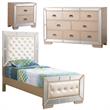 Home Square 3-Piece Set with Twin Panel Bed Dresser 2-Drawer Nightstand in Pearl