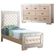 Home Square 2-Piece Set with Twin Panel Bed and 8-Drawer Dresser in Pearl