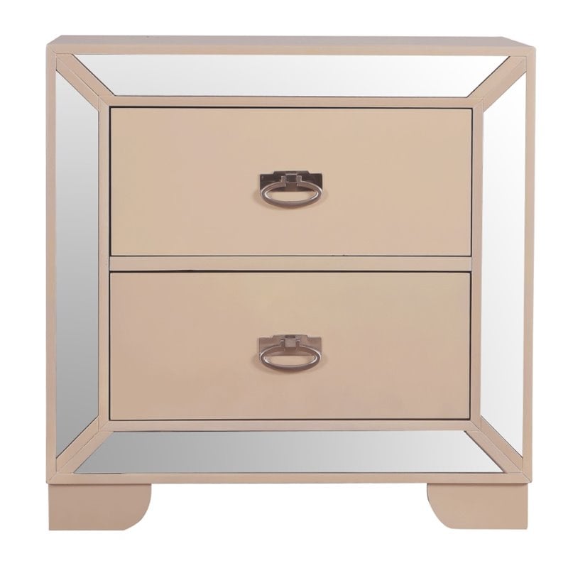 Home Square 3-Piece Set with Twin Panel Bed Chest & 2-Drawer Nightstand in Pearl