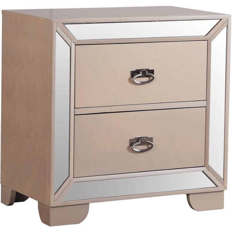 Home Square 3-Piece Set with Twin Panel Bed Chest & 2-Drawer Nightstand in Pearl