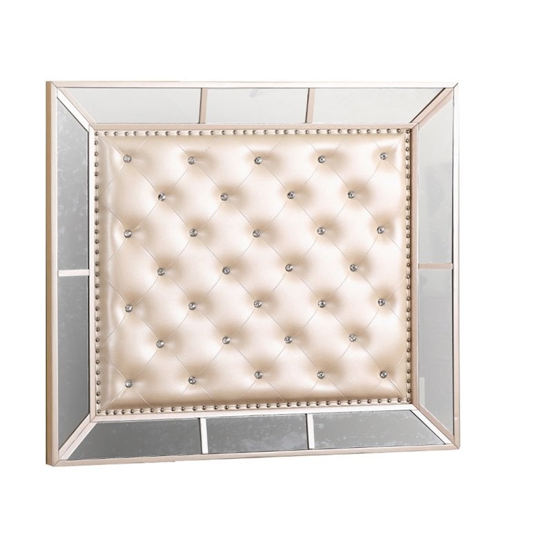 Home Square 2-Piece Set with Twin Panel Bed and 5-Drawer Chest in Pearl