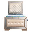 Home Square 2-Piece Set with Twin Panel Bed and 5-Drawer Chest in Pearl