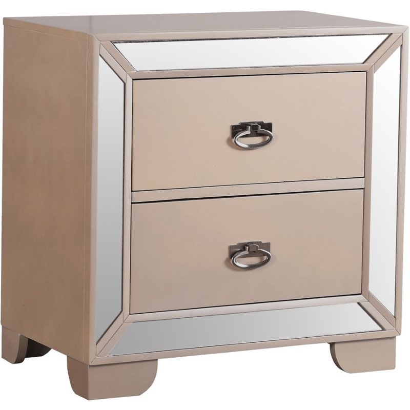 Home Square 2-Piece Set with Queen Panel Bed and 2 Drawer Nightstand in Pearl