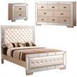 Home Square 3-Piece Set with Queen Panel Bed Dresser and Nightstand in Pearl