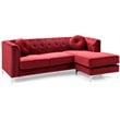 Home Square 2-Piece Set with Velvet Sofa Chaise and Loveseat in Burgundy