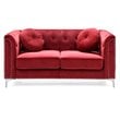 Home Square 2-Piece Set with Velvet Sofa Chaise and Loveseat in Burgundy