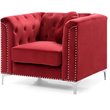 Home Square 2-Piece Set with Velvet Sofa Chaise and Chair in Burgundy