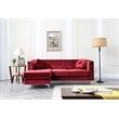 Home Square 2-Piece Set with Velvet Sofa Chaise and Chair in Burgundy