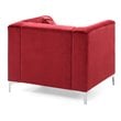 Home Square 2-Piece Set with Velvet Sofa Chaise and Chair in Burgundy