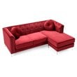 Home Square 2-Piece Set with Velvet Sofa Chaise and Chair in Burgundy