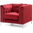 Home Square 2-Piece Set with Velvet Sofa and Chair in Burgundy