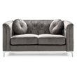 Home Square 2-Piece Set with Velvet Sofa Chaise and Loveseat in Dark Gray