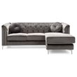 Home Square 2-Piece Set with Velvet Sofa Chaise and Loveseat in Dark Gray