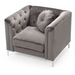 Home Square 2-Piece Set with Velvet Sofa Chaise and Chair in Dark Gray