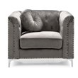 Home Square 2-Piece Set with Velvet Sofa Chaise and Chair in Dark Gray