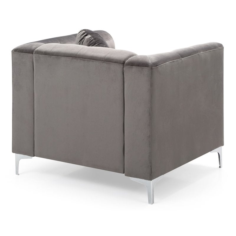 Home Square 2-Piece Set with Velvet Sofa and Chair in Dark Gray