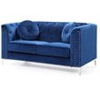 Home Square 2-Piece Set with Velvet Sofa and Loveseat in Navy Blue