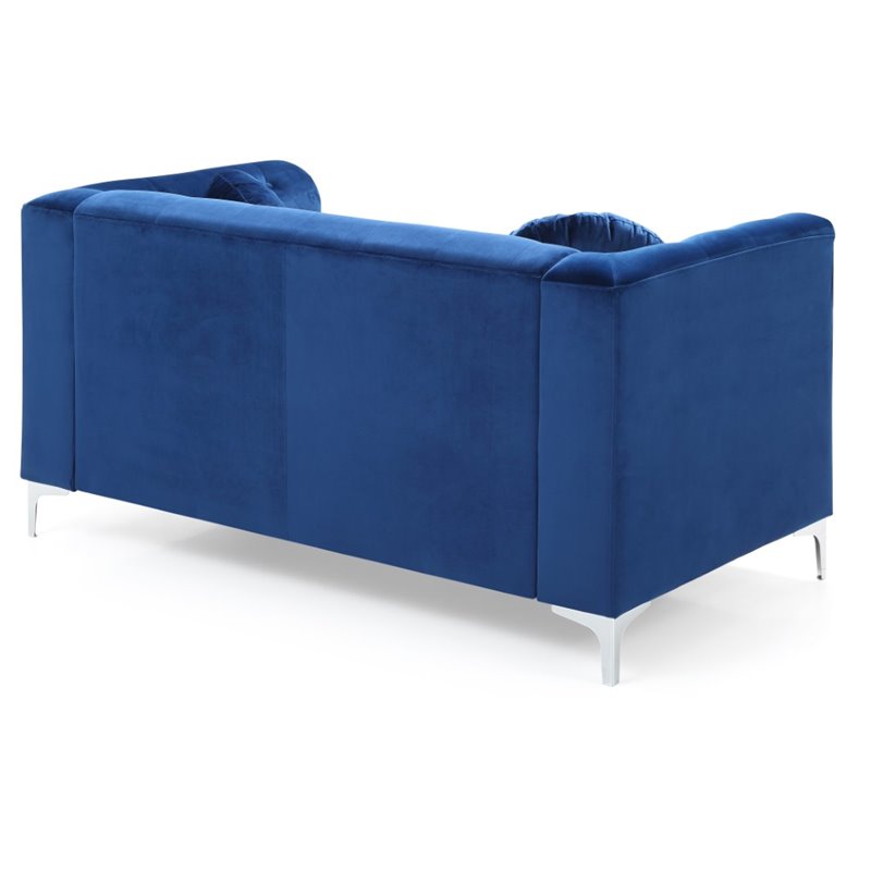 Home Square 2-Piece Set with Velvet Sofa and Loveseat in Navy Blue