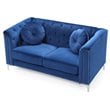 Home Square 2-Piece Set with Velvet Sofa and Loveseat in Navy Blue