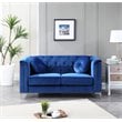 Home Square 2-Piece Set with Velvet Sofa and Loveseat in Navy Blue