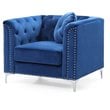 Home Square 2-Piece Set with Velvet Sofa and Chair in Navy Blue